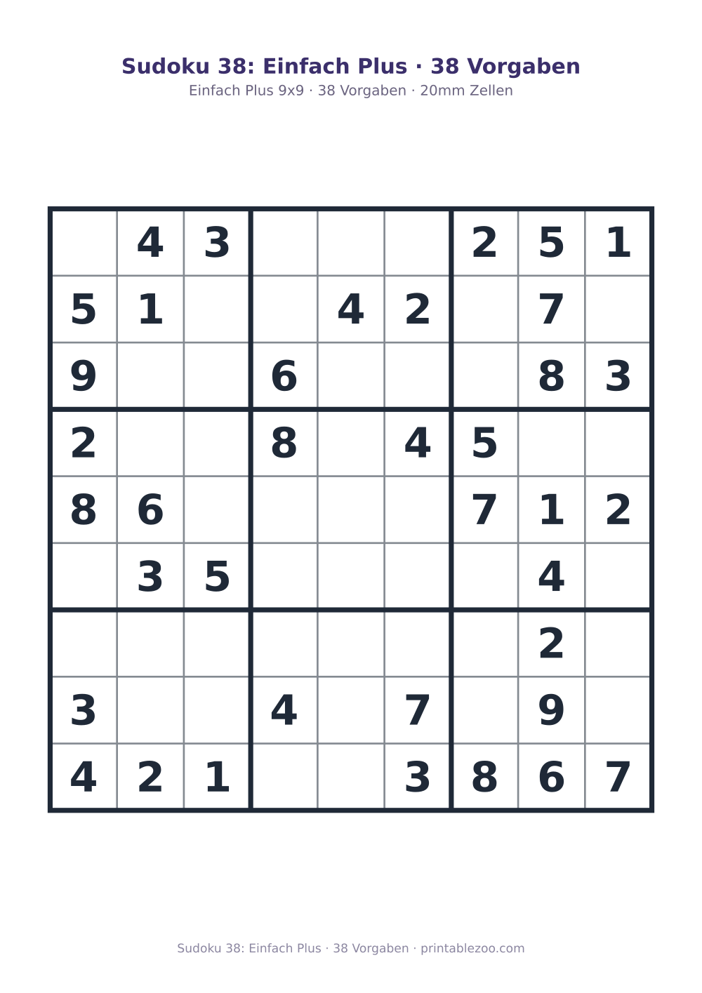 Sudoku 38: Einfach Plus · 38 Vorgaben als druckfertige Vorschau, Katalognummer 240108