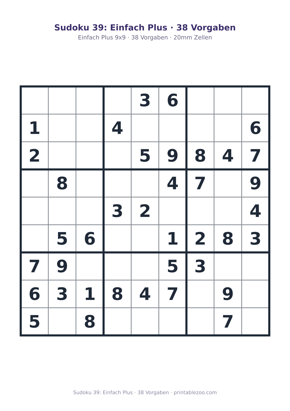 Sudoku 39: Einfach Plus · 38 Vorgaben als druckfertige Vorschau, Katalognummer 240109