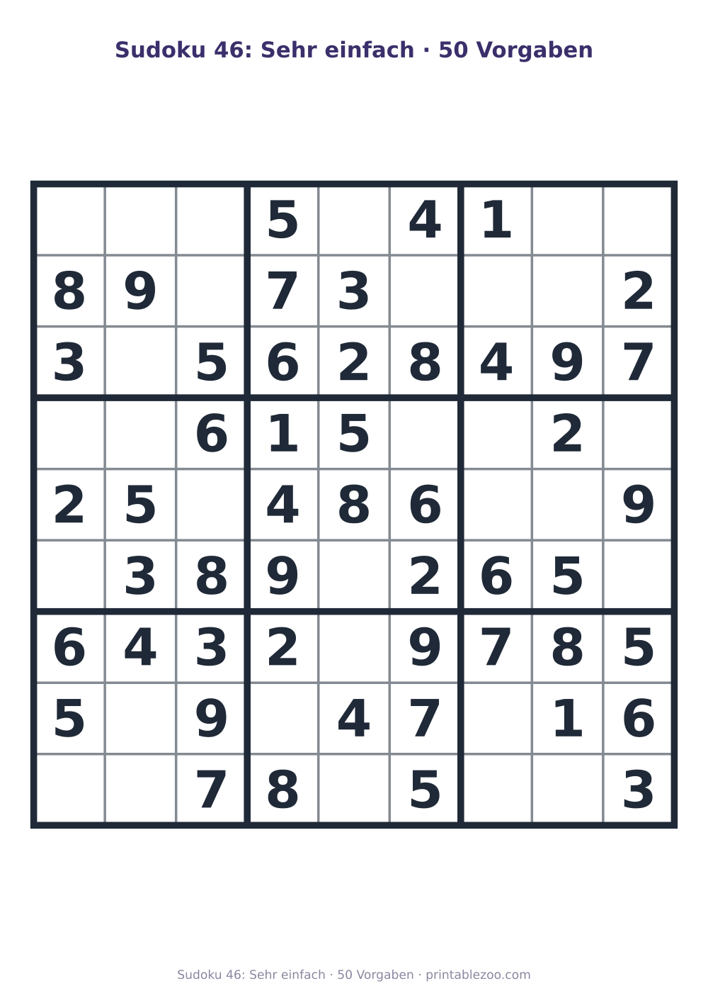 Sudoku 46: Sehr einfach · 50 Vorgaben als druckfertige Vorschau, Katalognummer 240116