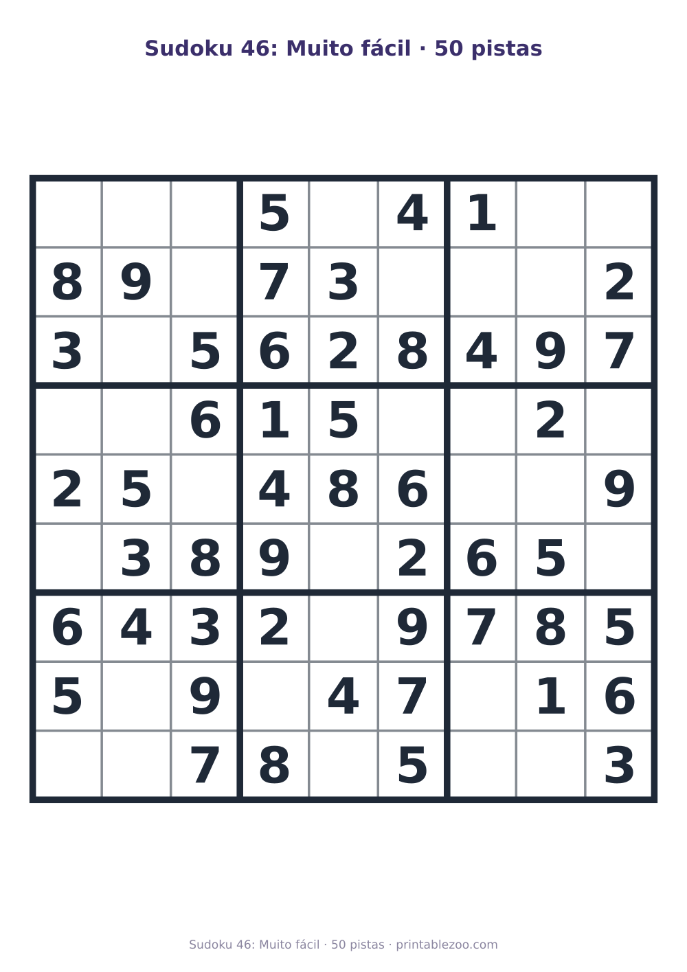 Prévia pronta para imprimir: Sudoku 46: Muito fácil · 50 pistas, catálogo nº 240116