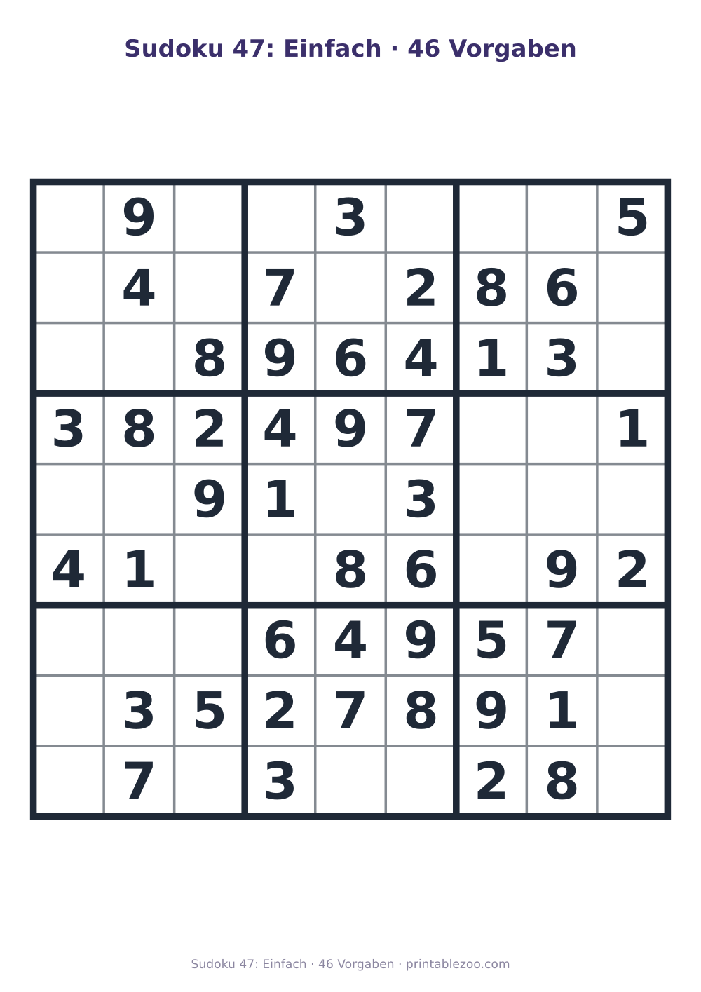 Sudoku 47: Einfach · 46 Vorgaben als druckfertige Vorschau, Katalognummer 240117