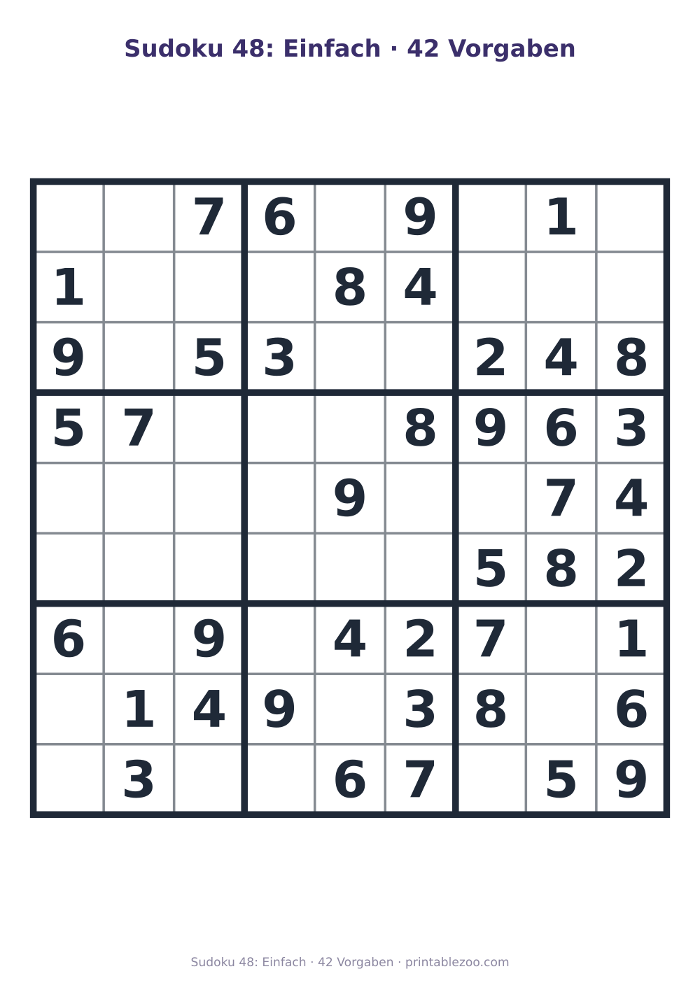 Sudoku 48: Einfach · 42 Vorgaben als druckfertige Vorschau, Katalognummer 240118