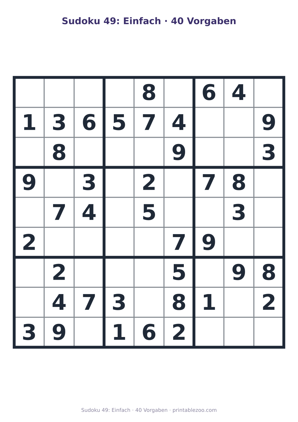 Sudoku 49: Einfach · 40 Vorgaben als druckfertige Vorschau, Katalognummer 240119