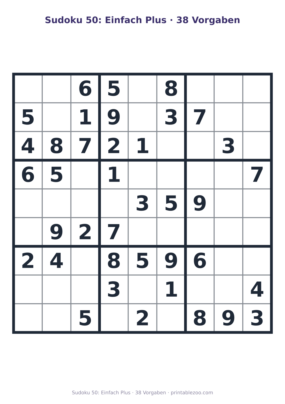 Sudoku 50: Einfach Plus · 38 Vorgaben als druckfertige Vorschau, Katalognummer 240120