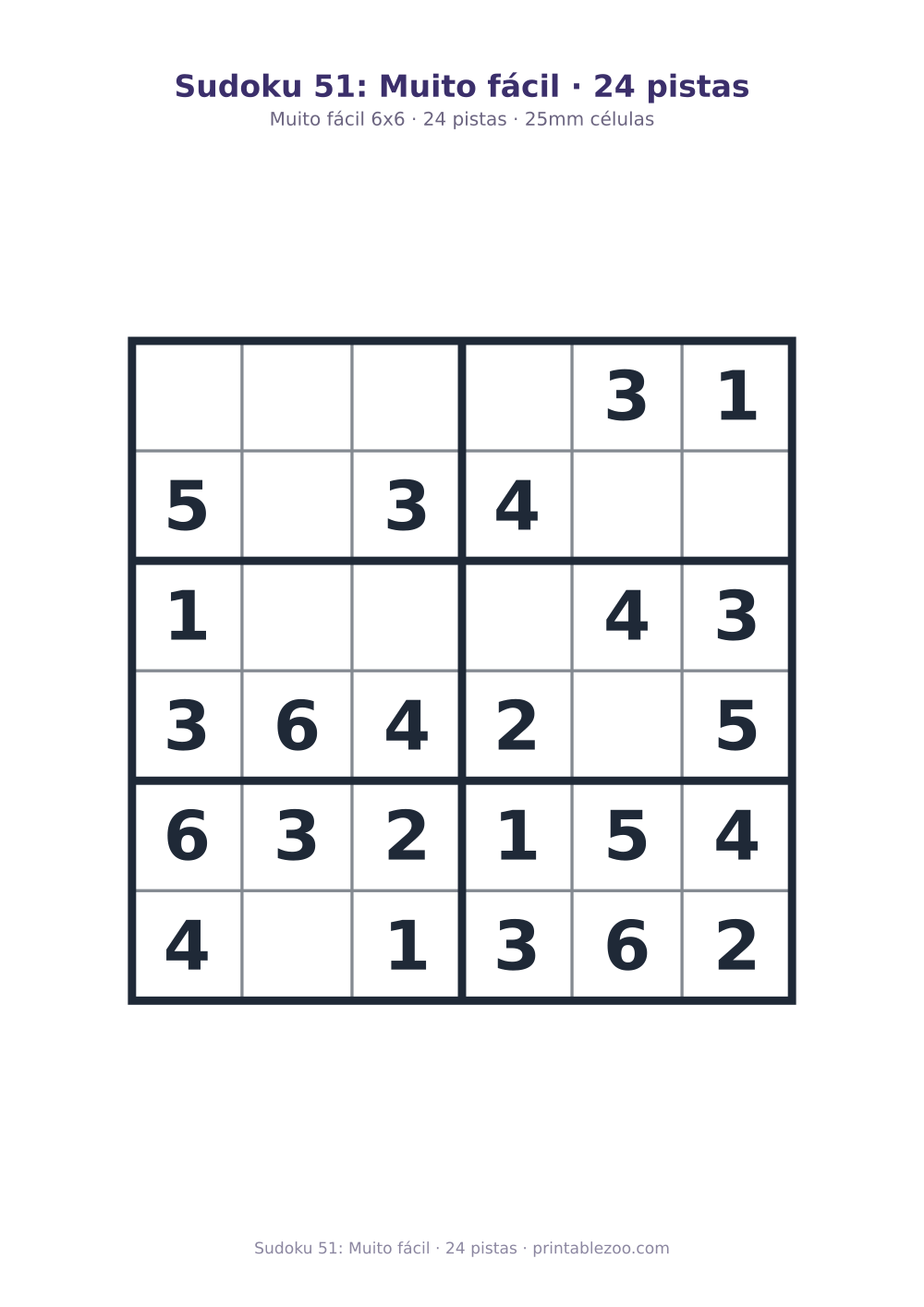 Prévia pronta para imprimir: Sudoku 51: Muito fácil · 24 pistas, catálogo nº 240121