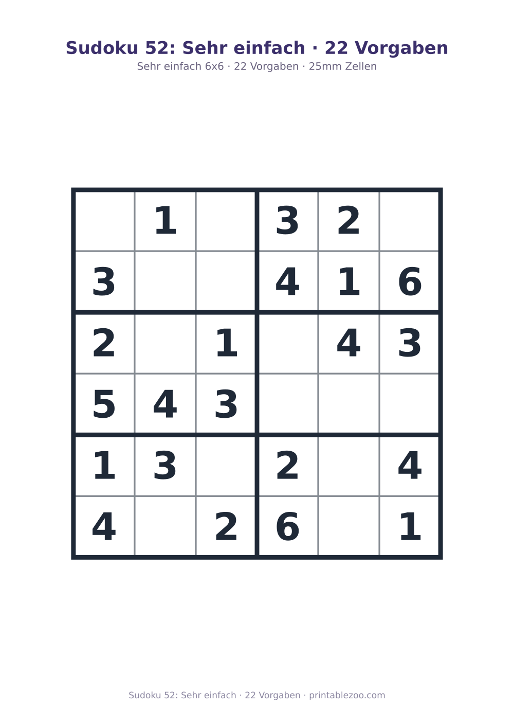 Sudoku 52: Sehr einfach · 22 Vorgaben als druckfertige Vorschau, Katalognummer 240122
