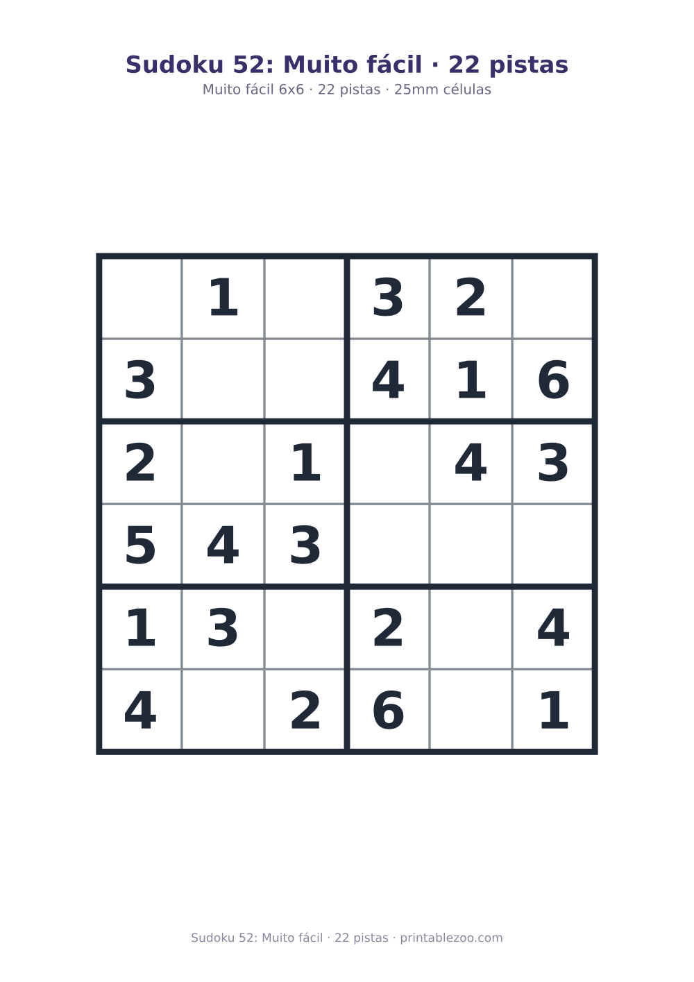 Prévia pronta para imprimir: Sudoku 52: Muito fácil · 22 pistas, catálogo nº 240122