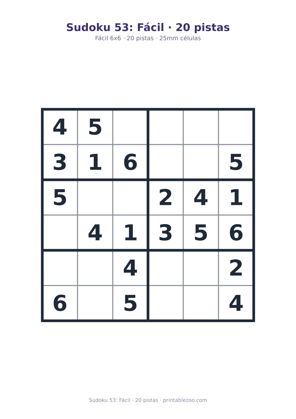 Prévia pronta para imprimir: Sudoku 53: Fácil · 20 pistas, catálogo nº 240123