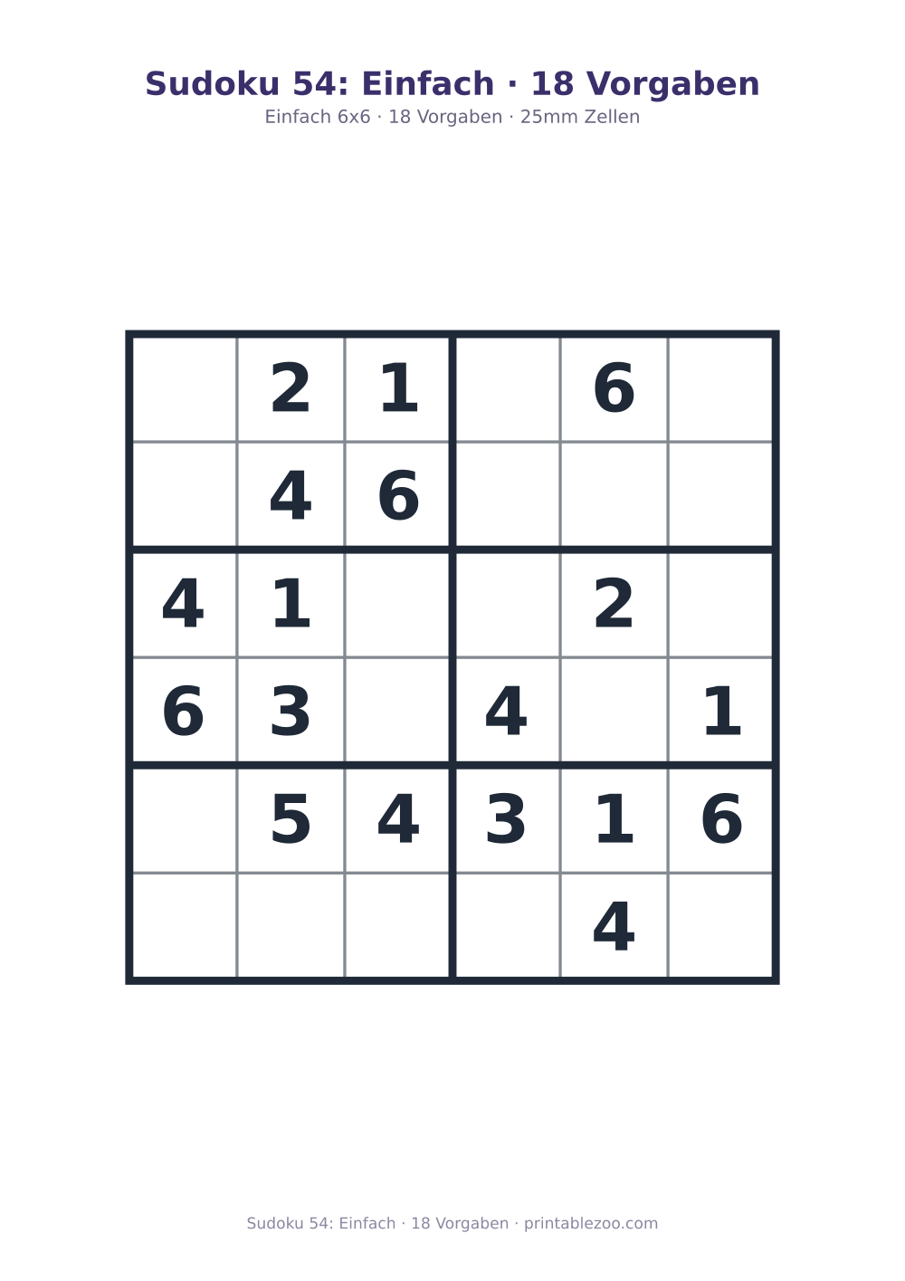 Sudoku 54: Einfach · 18 Vorgaben als druckfertige Vorschau, Katalognummer 240124