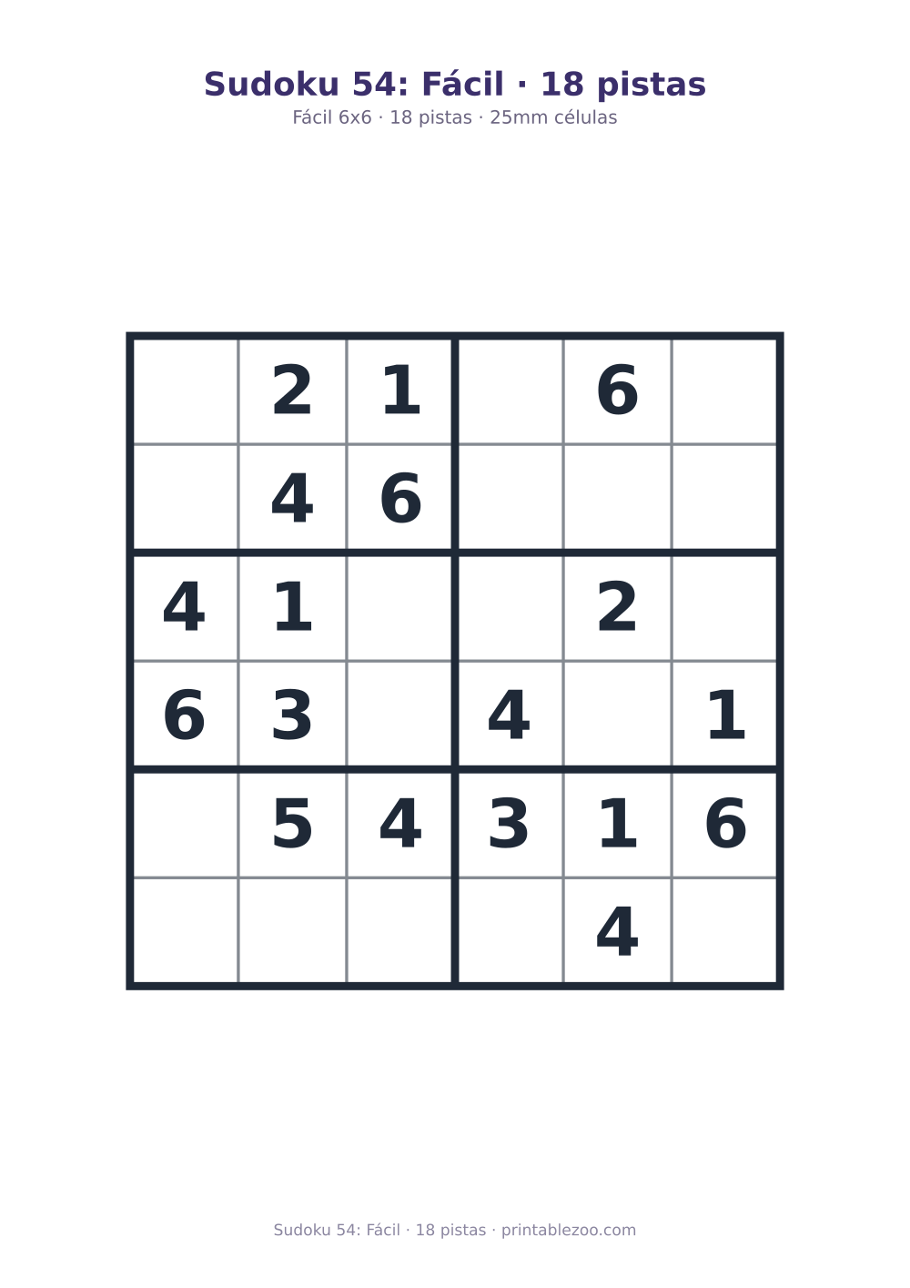 Prévia pronta para imprimir: Sudoku 54: Fácil · 18 pistas, catálogo nº 240124