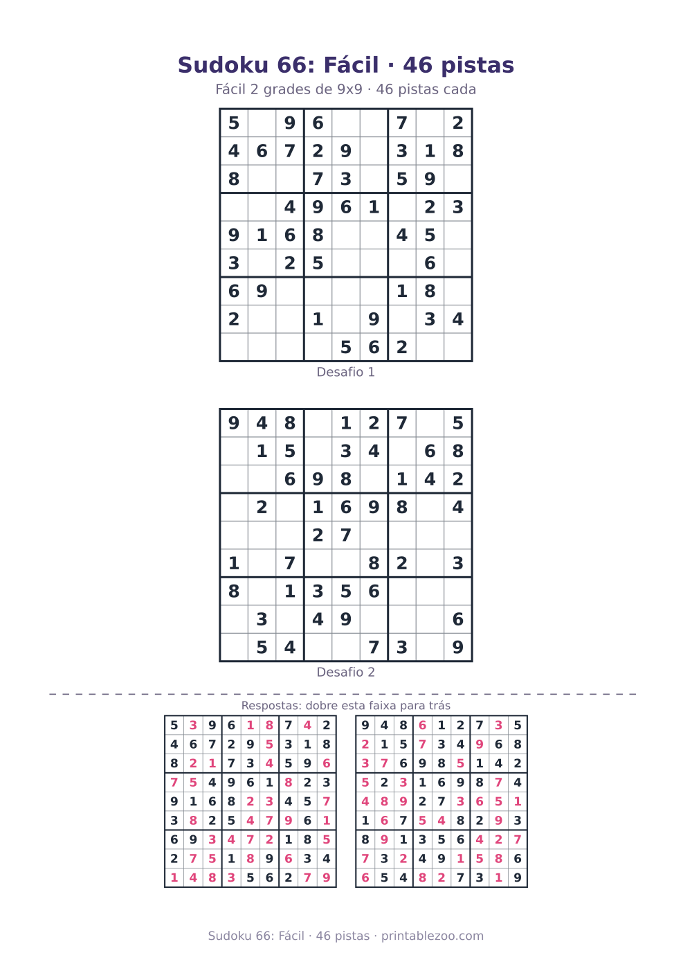 Prévia pronta para imprimir: Sudoku 66: Fácil · 46 pistas, catálogo nº 240136