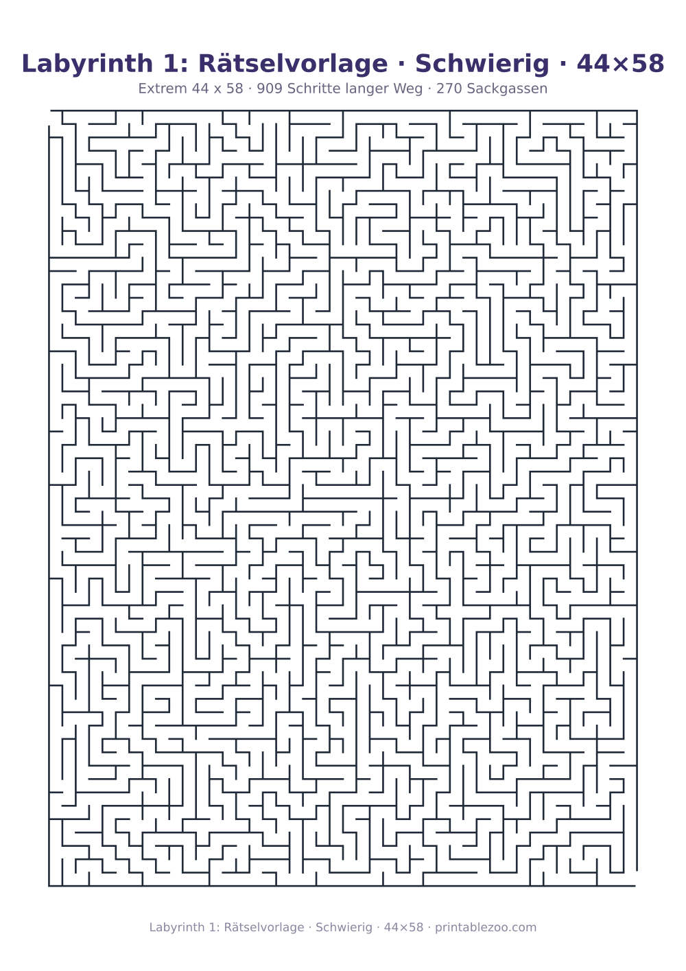 Labyrinth 1: Rätselvorlage · Schwierig · 44×58 als druckfertige Vorschau, Katalognummer 150101