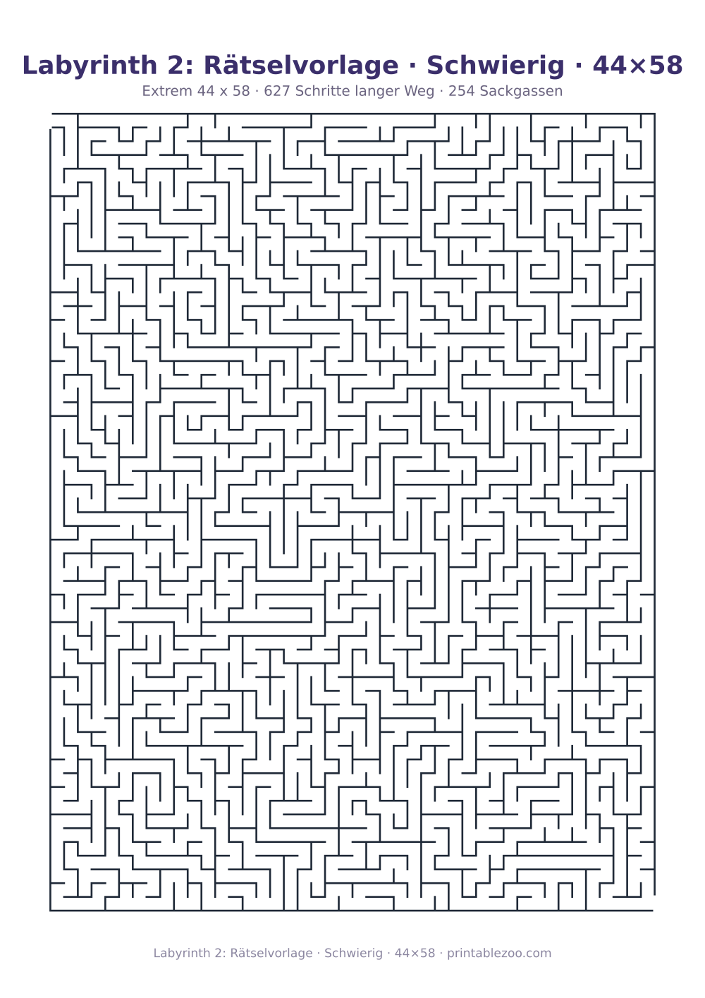 Labyrinth 2: Rätselvorlage · Schwierig · 44×58 als druckfertige Vorschau, Katalognummer 150102