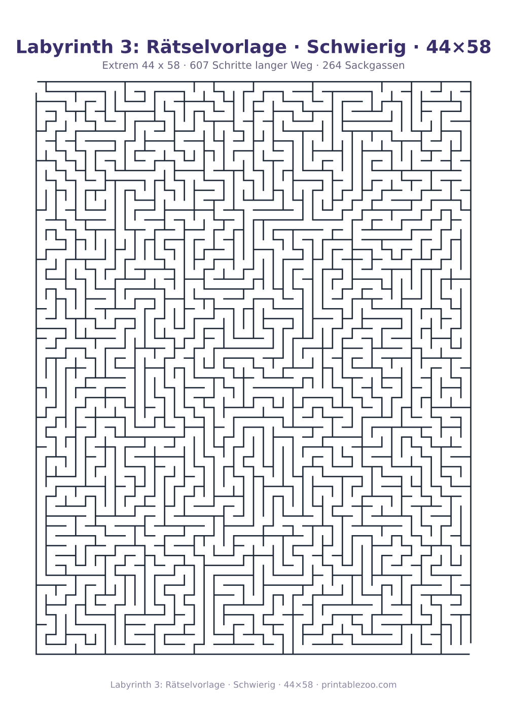 Labyrinth 3: Rätselvorlage · Schwierig · 44×58 als druckfertige Vorschau, Katalognummer 150103