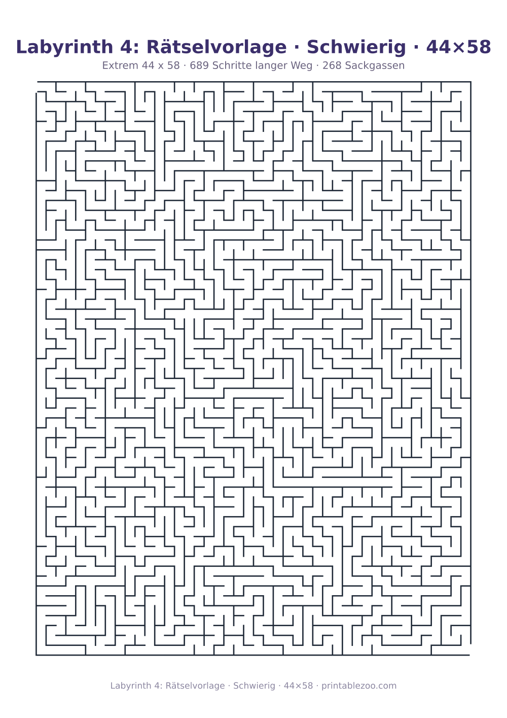 Labyrinth 4: Rätselvorlage · Schwierig · 44×58 als druckfertige Vorschau, Katalognummer 150104