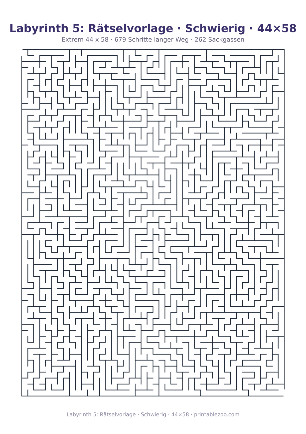 Labyrinth 5: Rätselvorlage · Schwierig · 44×58 als druckfertige Vorschau, Katalognummer 150105