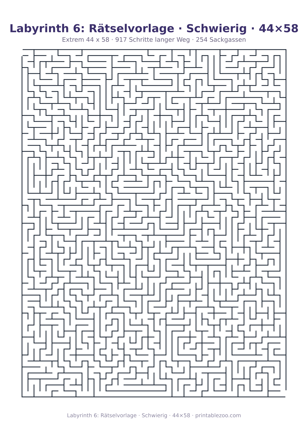 Labyrinth 6: Rätselvorlage · Schwierig · 44×58 als druckfertige Vorschau, Katalognummer 150106