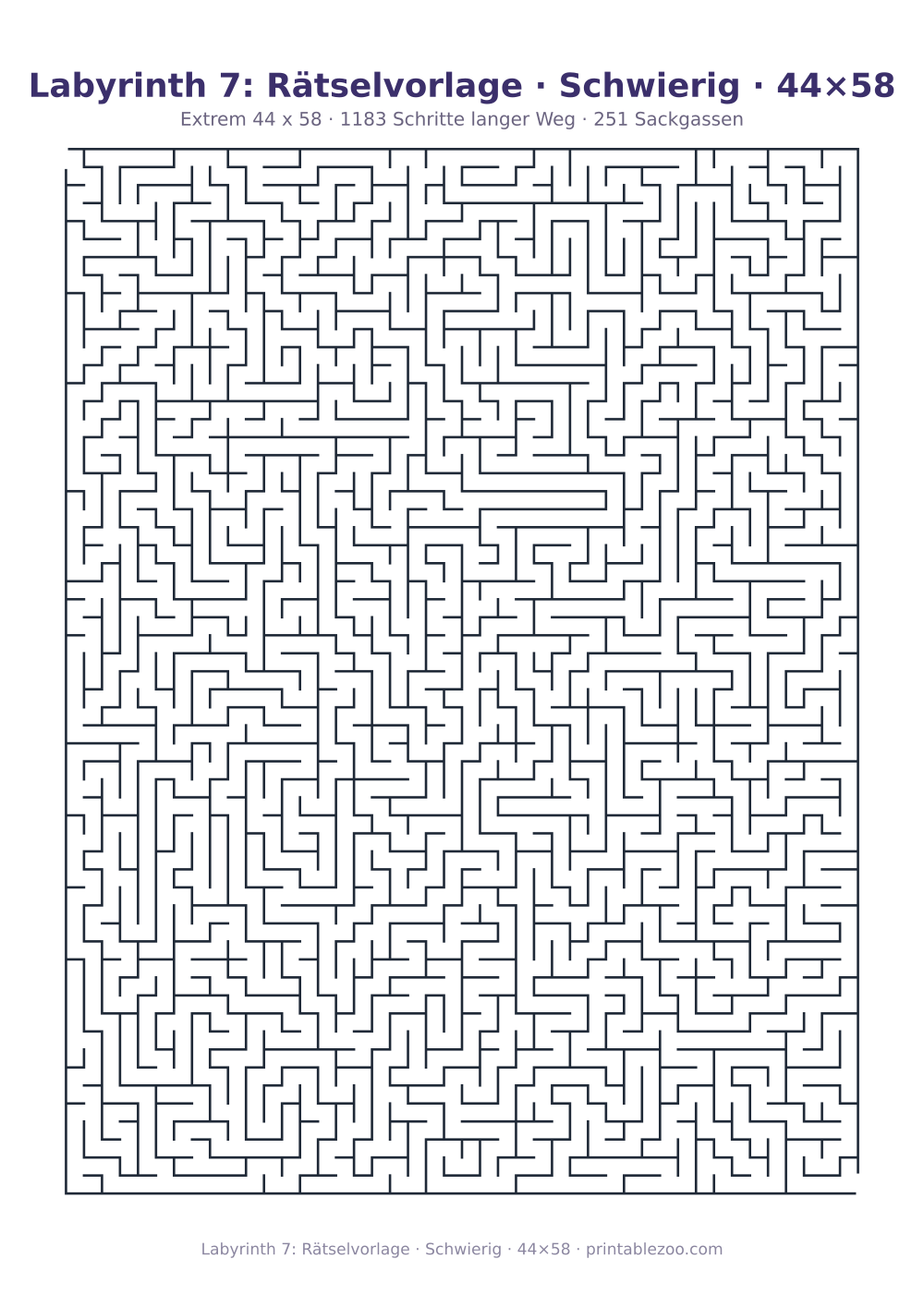Labyrinth 7: Rätselvorlage · Schwierig · 44×58 als druckfertige Vorschau, Katalognummer 150107