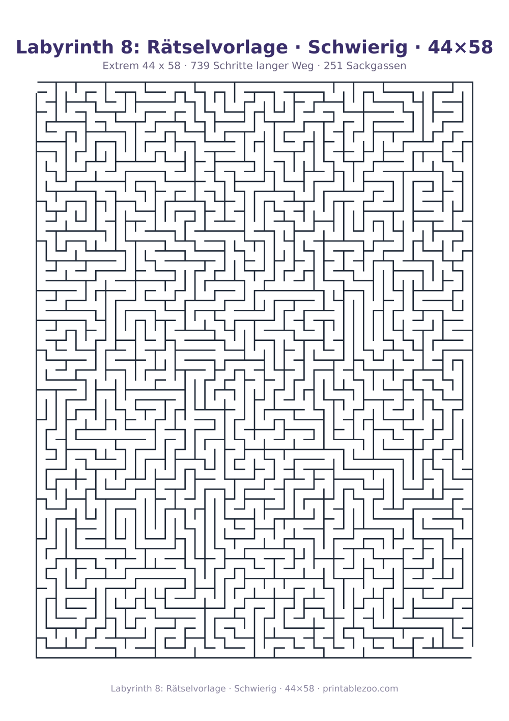 Labyrinth 8: Rätselvorlage · Schwierig · 44×58 als druckfertige Vorschau, Katalognummer 150108