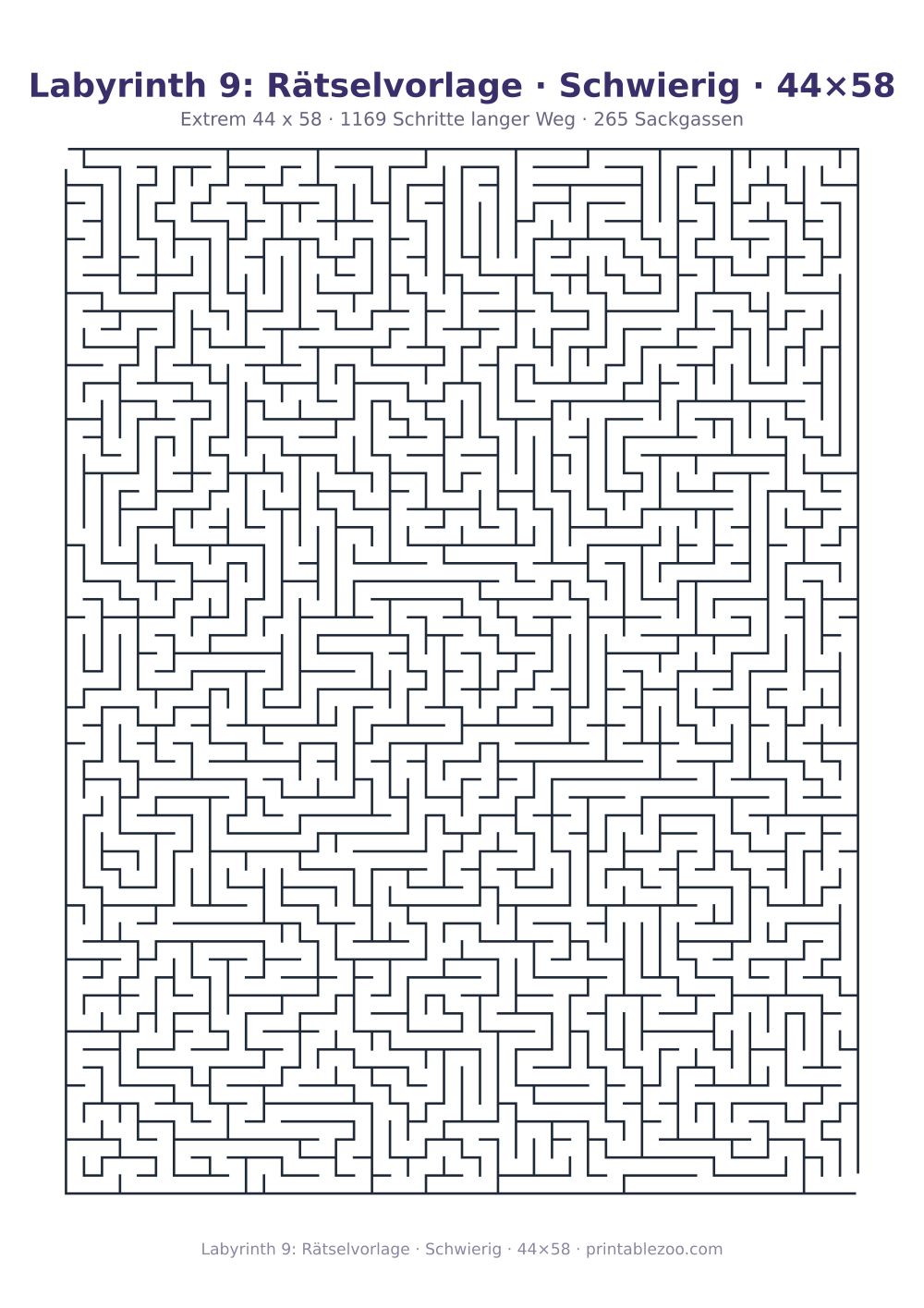 Labyrinth 9: Rätselvorlage · Schwierig · 44×58 als druckfertige Vorschau, Katalognummer 150109