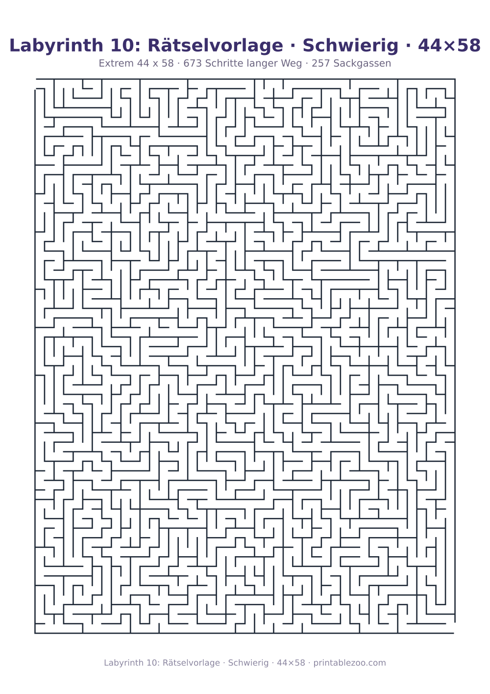 Labyrinth 10: Rätselvorlage · Schwierig · 44×58 als druckfertige Vorschau, Katalognummer 150110