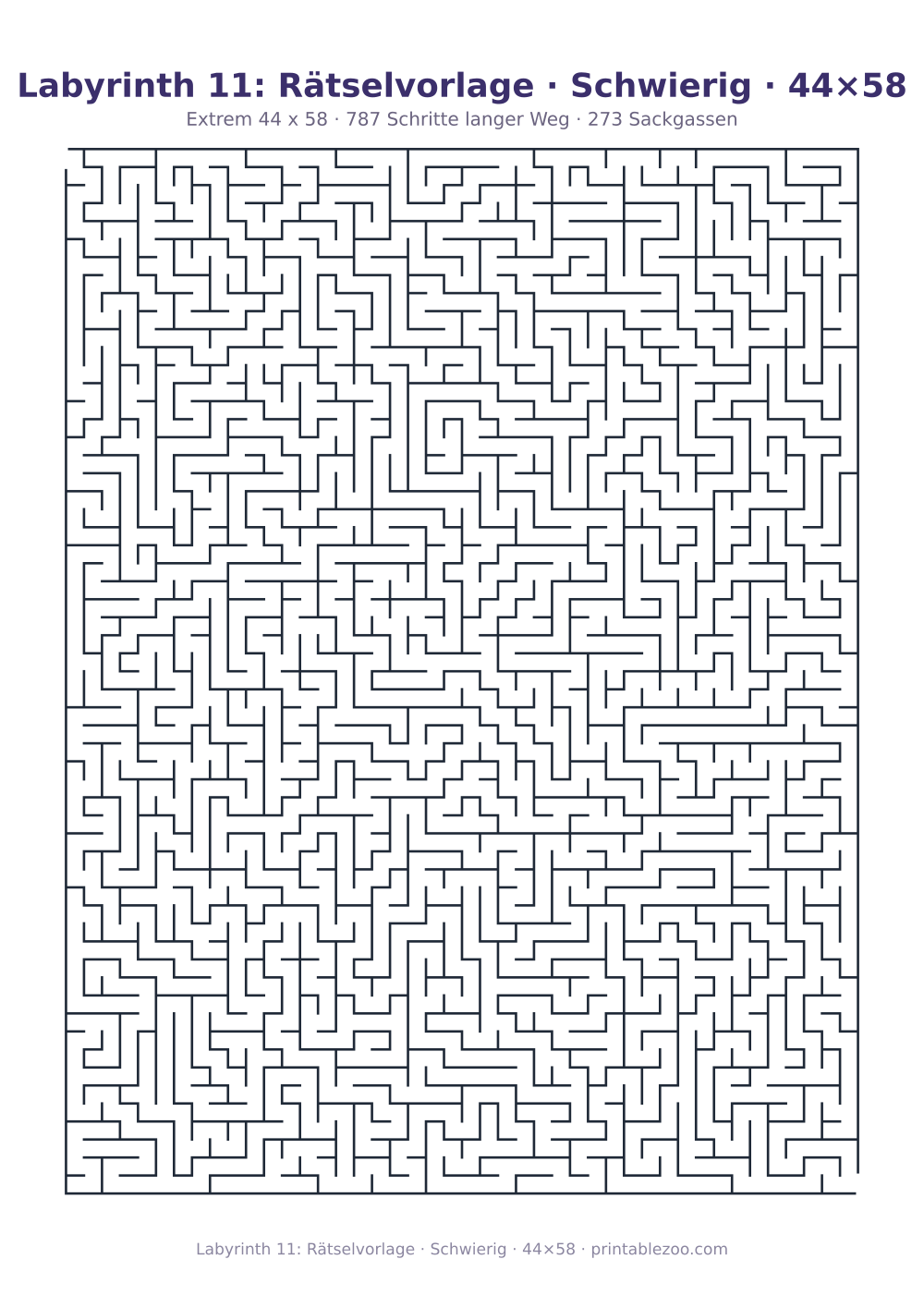 Labyrinth 11: Rätselvorlage · Schwierig · 44×58 als druckfertige Vorschau, Katalognummer 150111