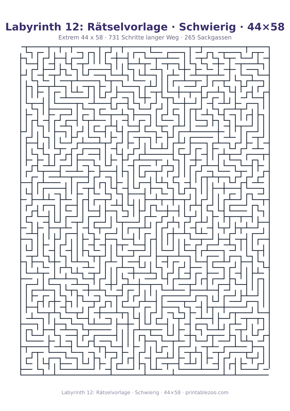 Labyrinth 12: Rätselvorlage · Schwierig · 44×58 als druckfertige Vorschau, Katalognummer 150112
