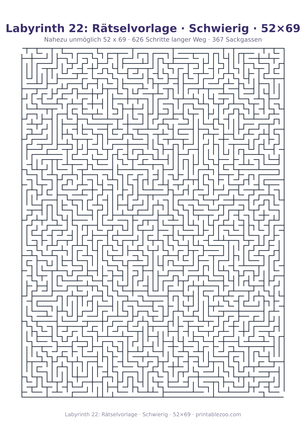 Labyrinth 22: Rätselvorlage · Schwierig · 52×69 als druckfertige Vorschau, Katalognummer 150210