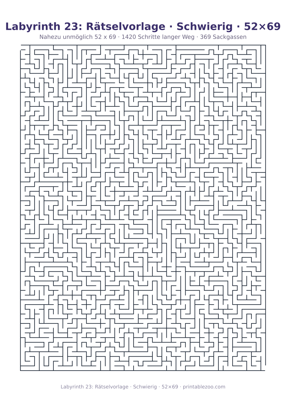 Labyrinth 23: Rätselvorlage · Schwierig · 52×69 als druckfertige Vorschau, Katalognummer 150211
