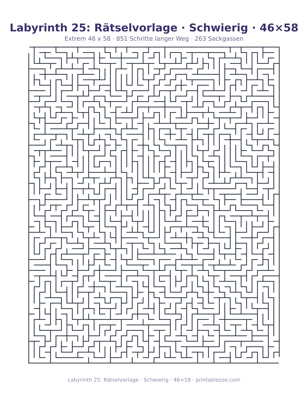 Labyrinth 25: Rätselvorlage · Schwierig · 46×58 als druckfertige Vorschau, Katalognummer 150301