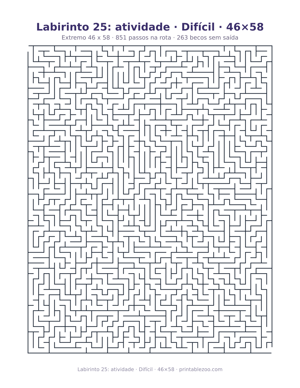 Prévia pronta para imprimir: Labirinto 25: atividade · Difícil · 46×58, catálogo nº 150301