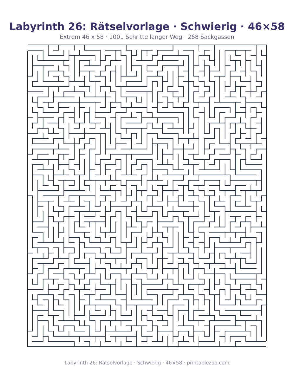 Labyrinth 26: Rätselvorlage · Schwierig · 46×58 als druckfertige Vorschau, Katalognummer 150302