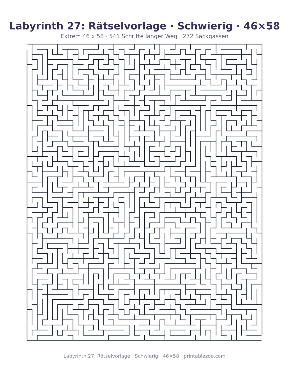 Labyrinth 27: Rätselvorlage · Schwierig · 46×58 als druckfertige Vorschau, Katalognummer 150303