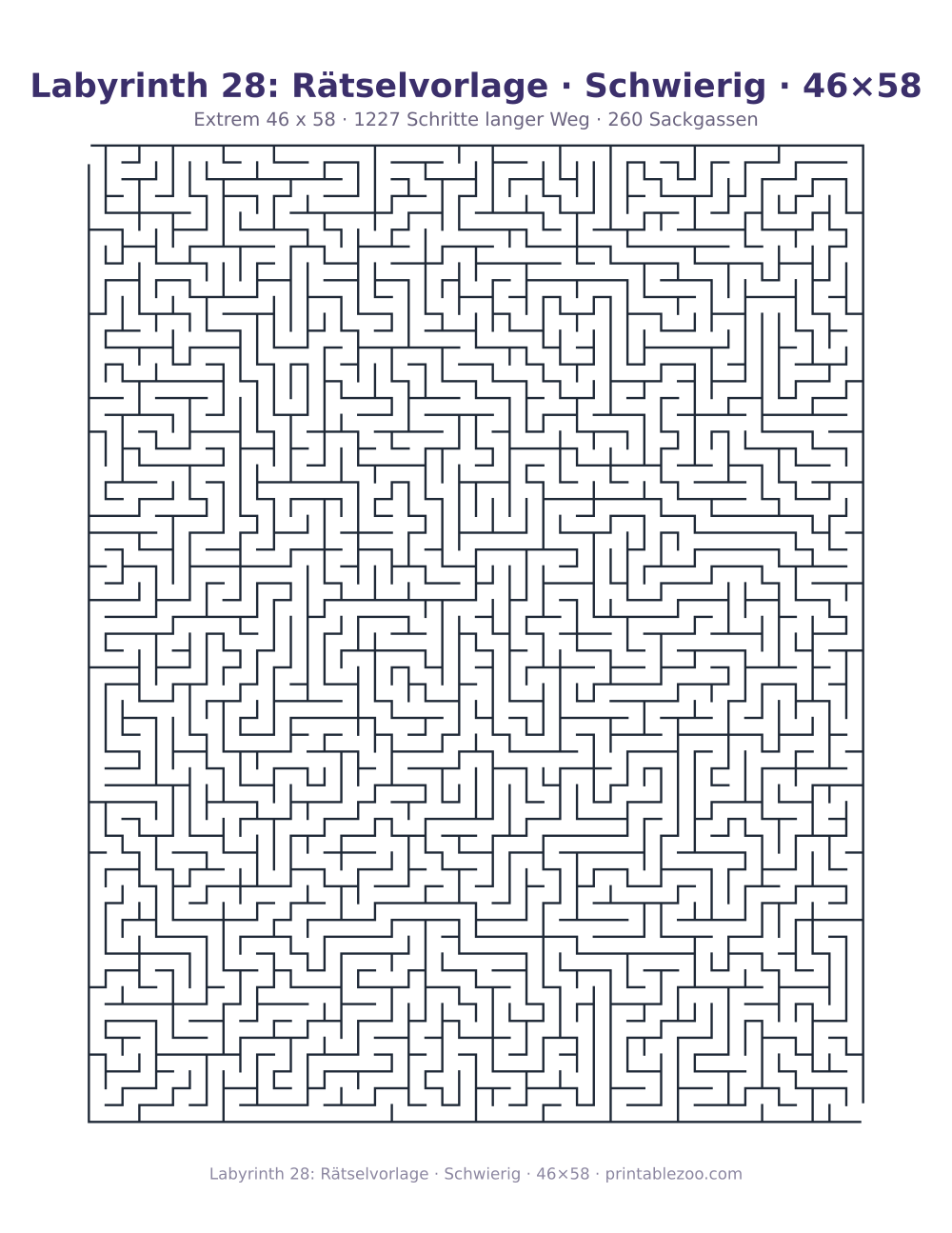 Labyrinth 28: Rätselvorlage · Schwierig · 46×58 als druckfertige Vorschau, Katalognummer 150304