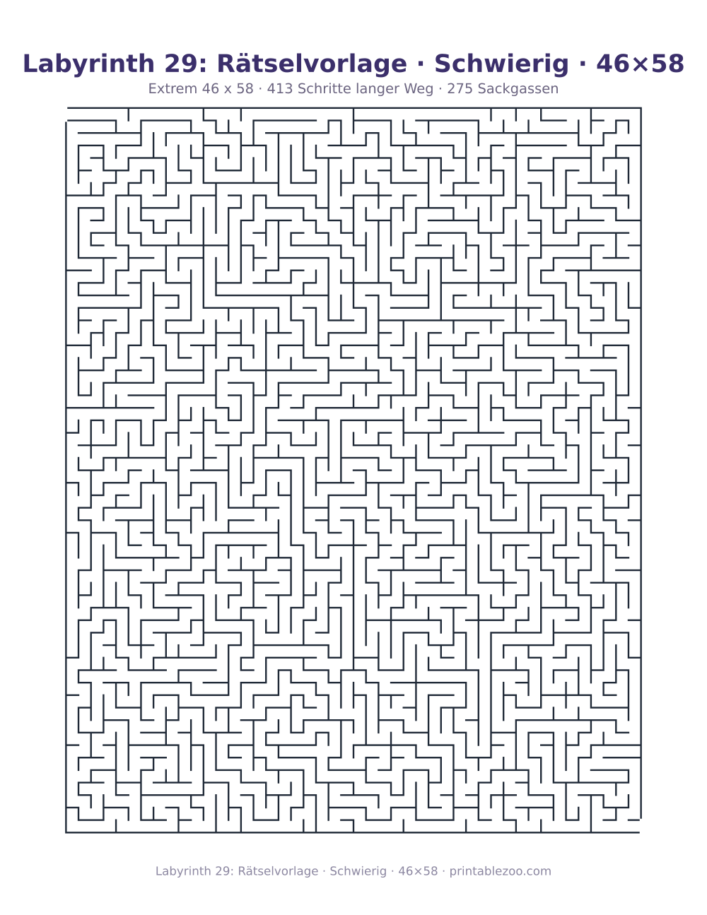 Labyrinth 29: Rätselvorlage · Schwierig · 46×58 als druckfertige Vorschau, Katalognummer 150305
