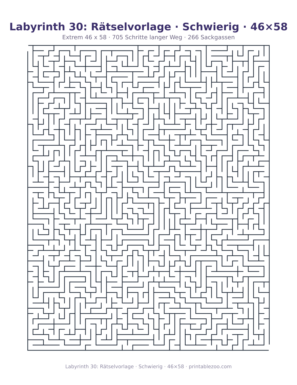 Labyrinth 30: Rätselvorlage · Schwierig · 46×58 als druckfertige Vorschau, Katalognummer 150306
