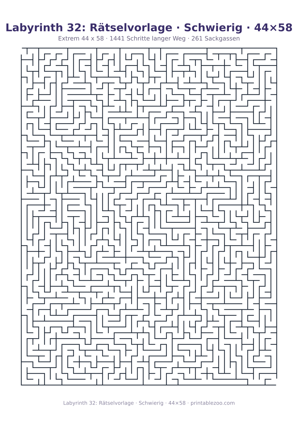 Labyrinth 32: Rätselvorlage · Schwierig · 44×58 als druckfertige Vorschau, Katalognummer 161102 Rätsel Nr. 161102.