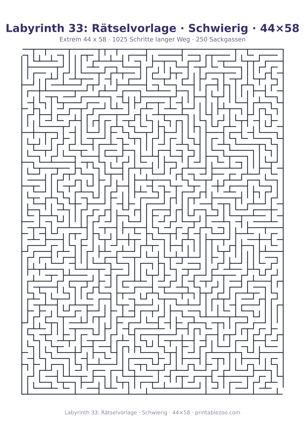 Labyrinth 33: Rätselvorlage · Schwierig · 44×58 als druckfertige Vorschau, Katalognummer 161103 Rätsel Nr. 161103.