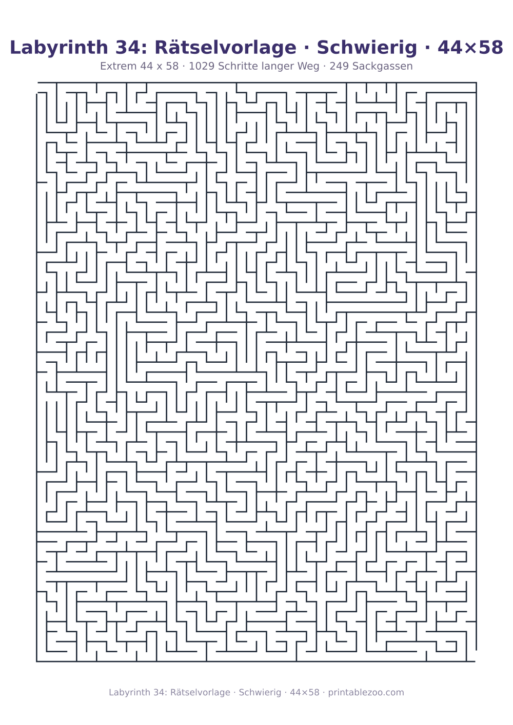 Labyrinth 34: Rätselvorlage · Schwierig · 44×58 als druckfertige Vorschau, Katalognummer 161104 Rätsel Nr. 161104.