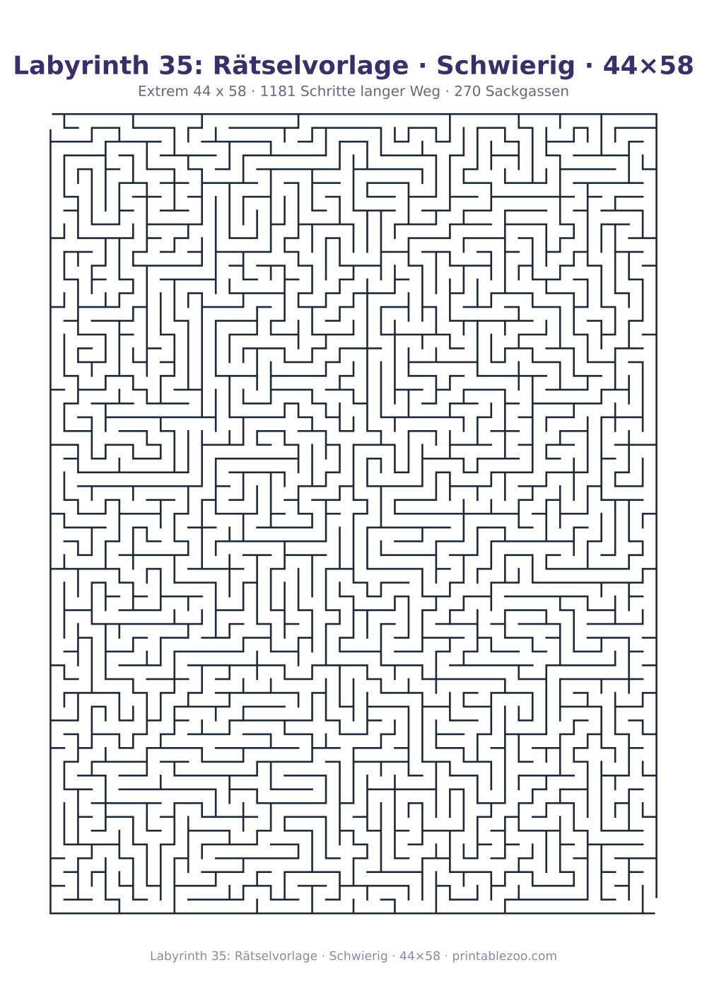 Labyrinth 35: Rätselvorlage · Schwierig · 44×58 als druckfertige Vorschau, Katalognummer 161105 Rätsel Nr. 161105.