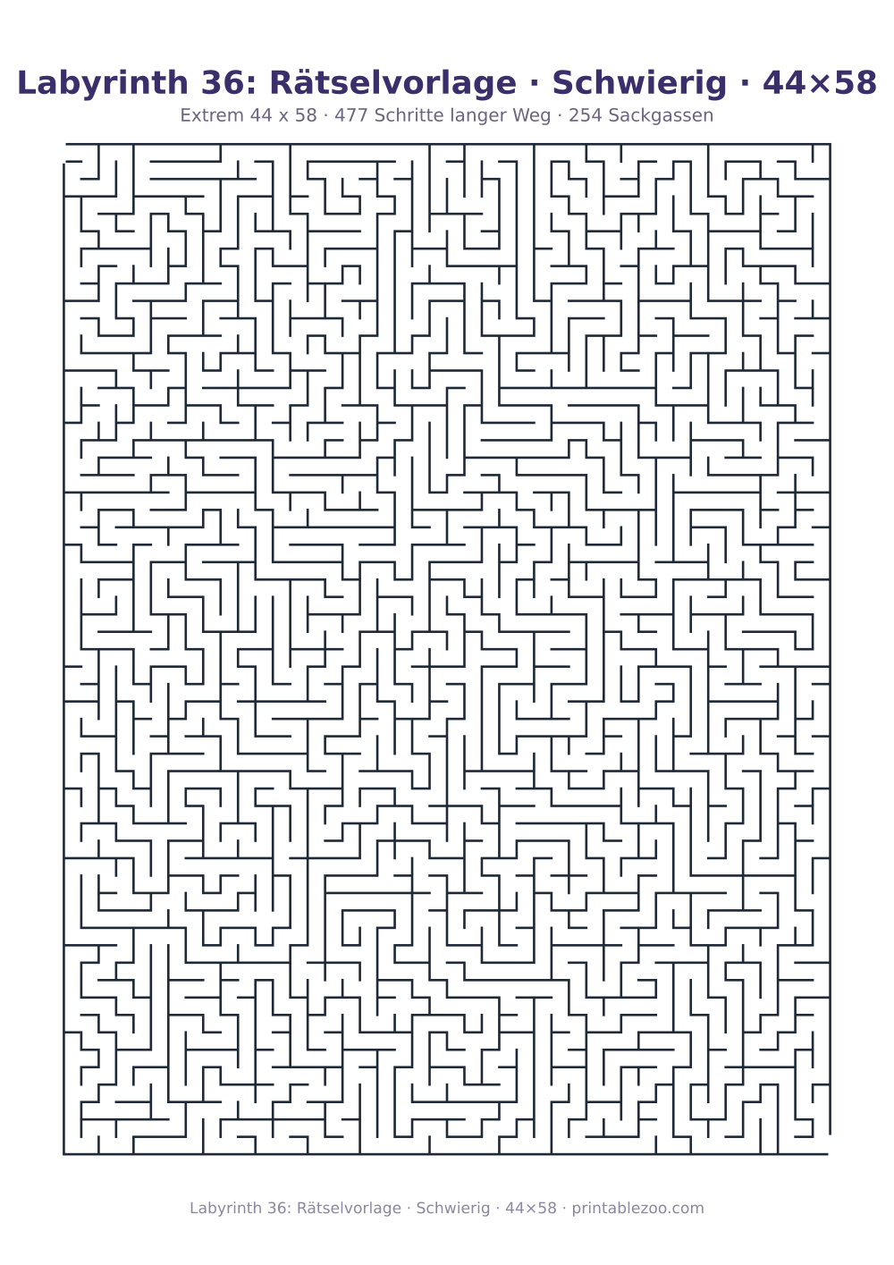 Labyrinth 36: Rätselvorlage · Schwierig · 44×58 als druckfertige Vorschau, Katalognummer 161106 Rätsel Nr. 161106.