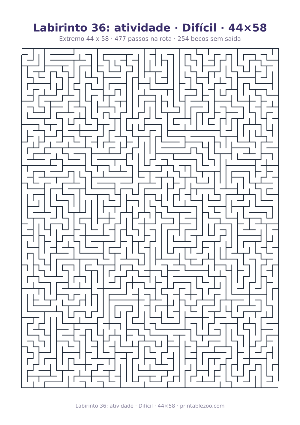 Prévia pronta para imprimir: Labirinto 36: atividade · Difícil · 44×58, catálogo nº 161106 Passatempo nº 161106.