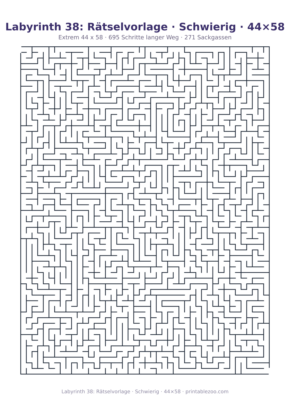 Labyrinth 38: Rätselvorlage · Schwierig · 44×58 als druckfertige Vorschau, Katalognummer 161108 Rätsel Nr. 161108.