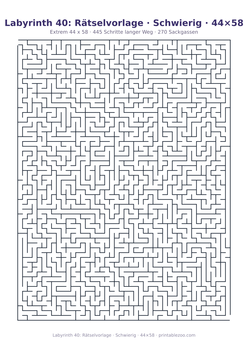 Labyrinth 40: Rätselvorlage · Schwierig · 44×58 als druckfertige Vorschau, Katalognummer 161110 Rätsel Nr. 161110.
