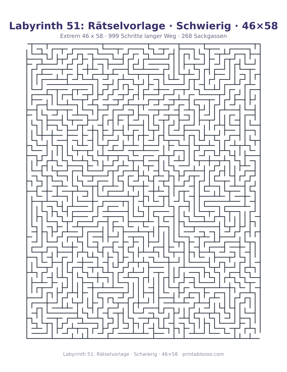 Labyrinth 51: Rätselvorlage · Schwierig · 46×58 als druckfertige Vorschau, Katalognummer 161301 Rätsel Nr. 161301.
