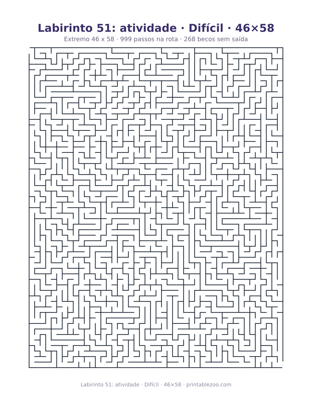 Prévia pronta para imprimir: Labirinto 51: atividade · Difícil · 46×58, catálogo nº 161301 Passatempo nº 161301.