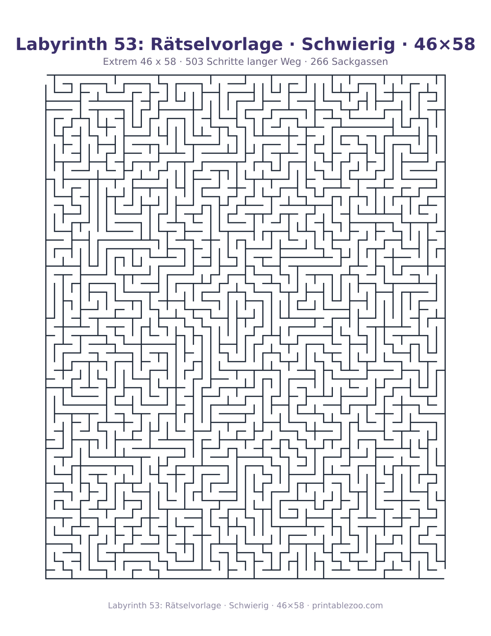 Labyrinth 53: Rätselvorlage · Schwierig · 46×58 als druckfertige Vorschau, Katalognummer 161303 Rätsel Nr. 161303.