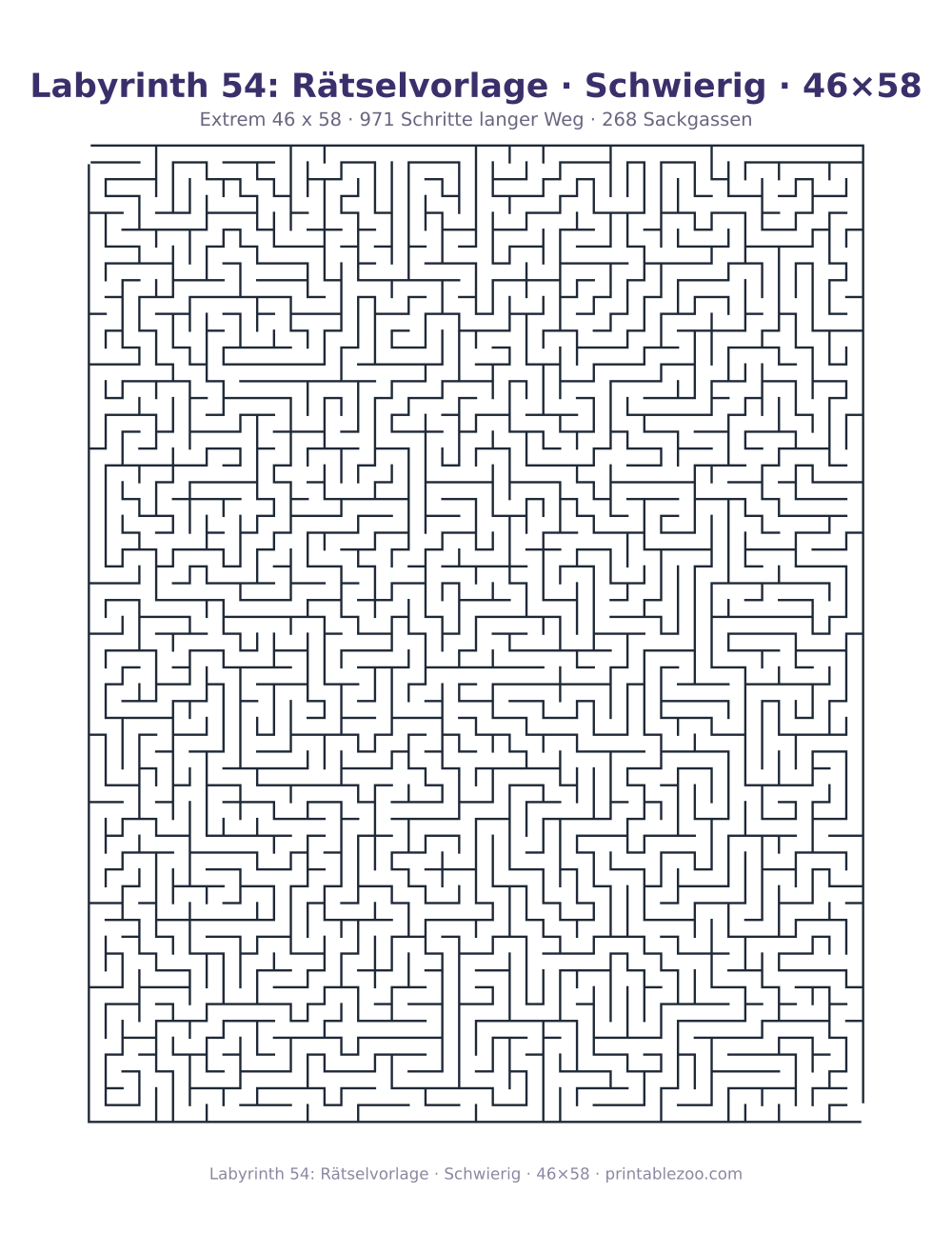 Labyrinth 54: Rätselvorlage · Schwierig · 46×58 als druckfertige Vorschau, Katalognummer 161304 Rätsel Nr. 161304.
