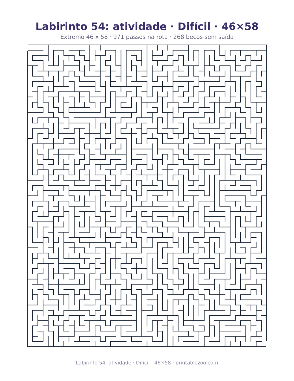 Prévia pronta para imprimir: Labirinto 54: atividade · Difícil · 46×58, catálogo nº 161304 Passatempo nº 161304.