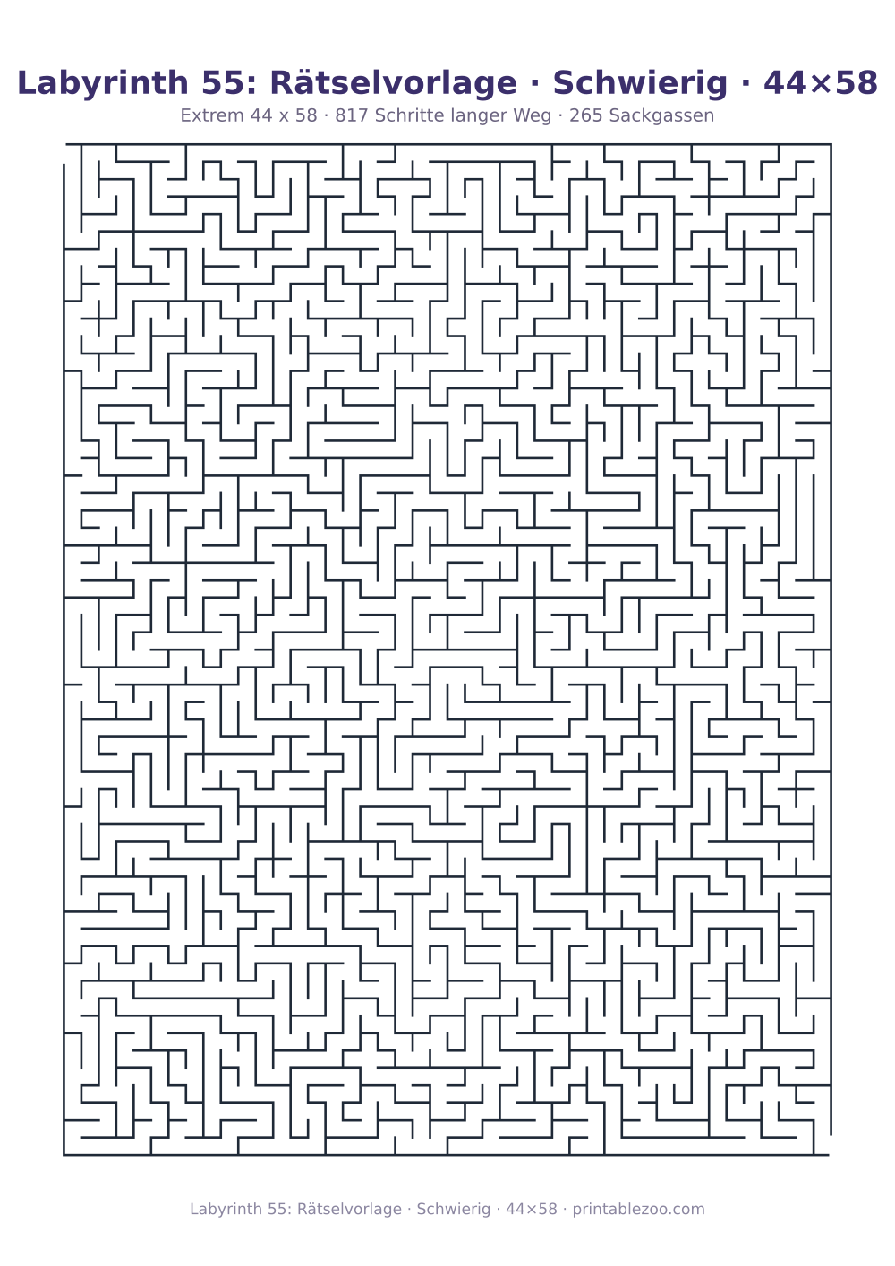 Labyrinth 55: Rätselvorlage · Schwierig · 44×58 als druckfertige Vorschau, Katalognummer 161501 Rätsel Nr. 161501.